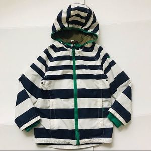 Mini Boden 6-7 Year Old Rain Coat Hooded Jacket Striped Lined